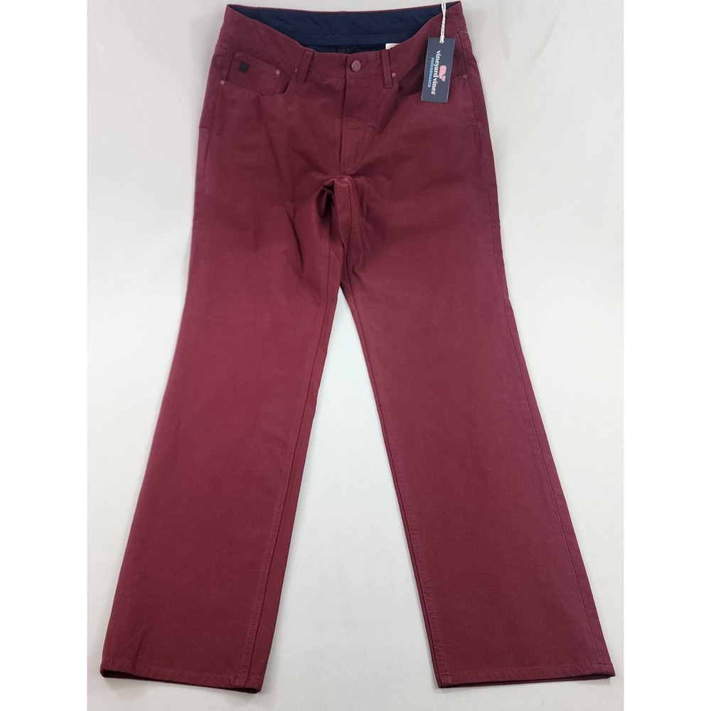 Vineyard Vines OTG pants jeans W 32 L 32 burgundy 5 pockets stretch $119 mens